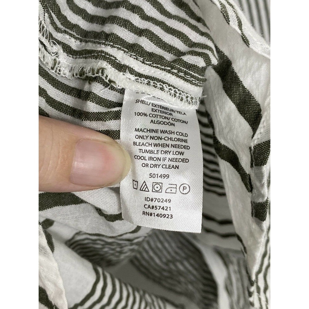 ANN TAYLOR LOFT NWT White Gray Stripe Cotton Blouse Shirt Top Size MP A2 - Picture 3 of 4
